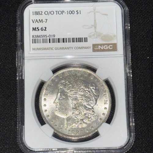 1882-O/O モルガン銀貨 NGC MS 62 -TOP 100 VAM-7 O/O 非常に希少なオリジナル米国