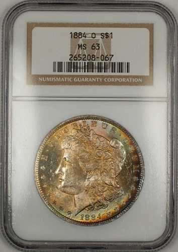 1884-O モルガン銀貨 1ドル硬貨 NGC MS-63 美しい色調の表面（11セント） 82,885円