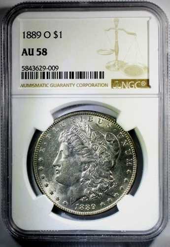 1889-O モルガン銀貨 - NGC AU-58 - ほぼ未使用 58