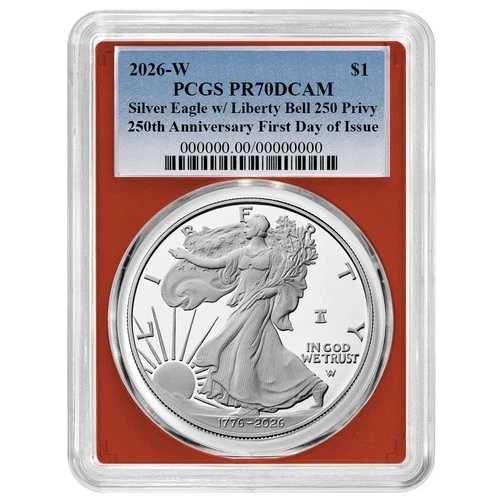 プレセール - 2026-W $1 1オンス プルーフ アメリカンシルバーイーグル PCGS PR70DCAM FDOI ブルー 82,885円