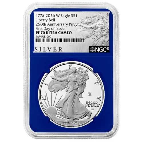 プレセール - 2026-W プルーフ $1 アメリカン シルバー イーグル NGC PF70UC FDI ALS ラベル ブルー