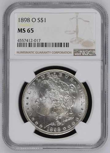 1898 O モルガン銀貨 NGC MS-65