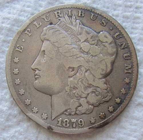 1879年- CC $1 モルガン銀貨 希少キー日付 カーソンシティ ファイン VF クリーニング済み