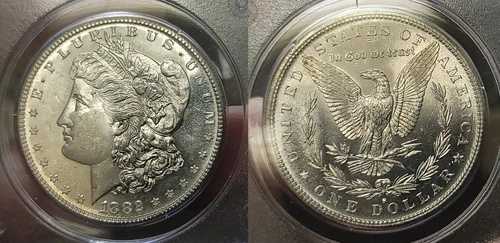 1882 S モーガン シルバー ダラー $1 PCGS MS 64 PL オールド ラトラー ホルダー!!