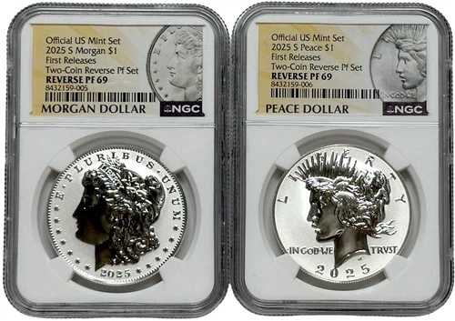 2025年 S モルガン ピースダラー シルバー コイン 2枚セット NGC リバース プルーフ 69 初版|WORLD RESOURCE【QUEEN店】
