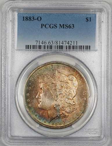 1883-O モルガン シルバー ダラー 1ドル コイン PCGS MS-63 表面は良好な色調 (11g)|WORLD RESOURCE【QUEEN店】