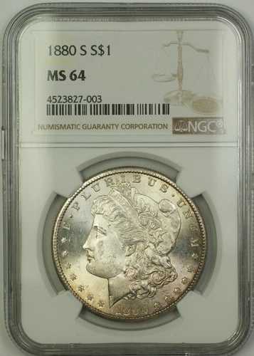1880-S モーガン銀貨 $1 NGC MS-64 軽いトーン（良質コイン）（15セント）