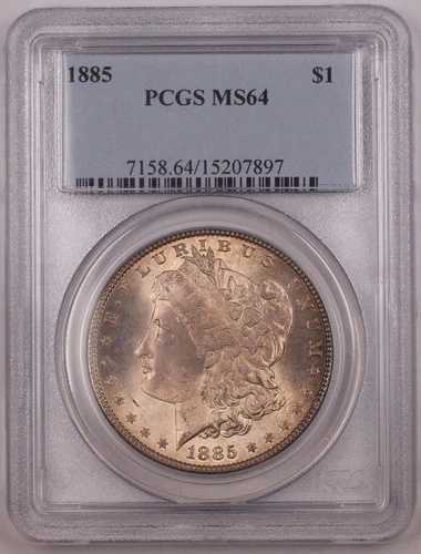 1885年 アメリカ モルガン シルバードルコイン $1 PCGS MS-64 トーン BR4 A｜WORLD RESOURCE【QUEEN店】