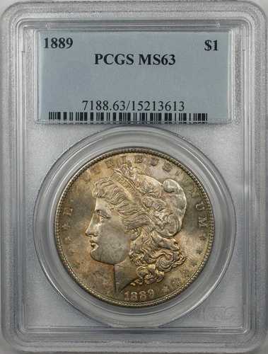1889年 モルガン シルバー ダラー 1ドル コイン PCGS MS-63 トーン (BR-22 G)