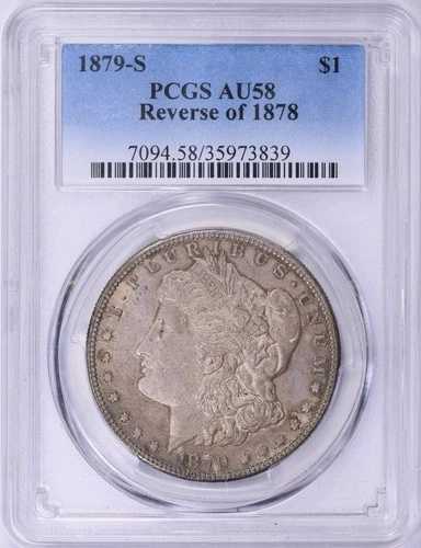 1879-S モルガン銀貨 Rev.78 - 裏面 1878 - PCGS AU58 トップ100