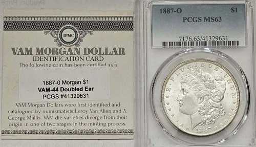 1887-0 モーガン シルバードル VAM-44 ダブルイヤー /CERT??PCGS MS63 ニューオーリンズ造幣局 84,700円
