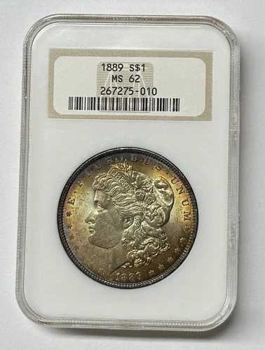 1889 年 モルガン シルバー ダラー NGC MS62 素晴らしい色調!