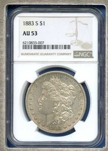 1883 S NGC AU53 モルガン・ダラー 1ドル 米国造幣局 シルバー 希少 キーデート 1883-S AU-53