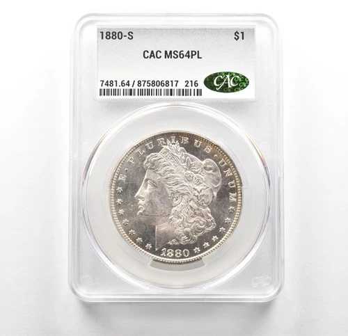 1880-S モルガン銀貨 MS64 PL CAC CACg *6321