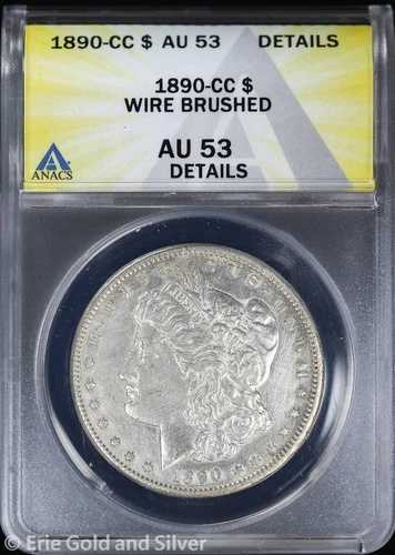 1890-CC 1ドルモルガン銀貨 ANACS AU 53 詳細