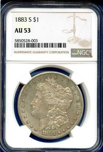 1883 S NGC AU53 モルガン・ダラー 1ドル 米国造幣局 シルバー レア キーデートコイン 1883-S AU-53