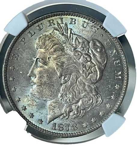 1878年 7TF Rev of 78 NGC MS63 モルガン銀貨 両面レインボートーン