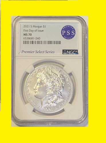 2021 S モルガン シルバー ドル NGC MS 70 発行初日 - 希少
