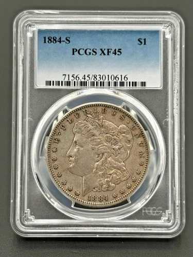 1884年 S モーガン銀貨 $1 PCGS XF-45、セミキーデートコイン