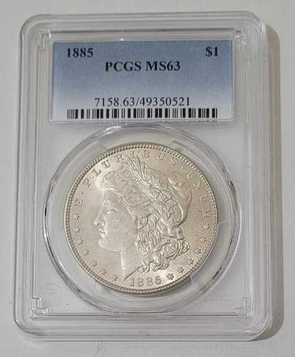 1885 年 モルガン シルバー ダラー (フィラデルフィア造幣局) PCGS MS63 美しいコイン!