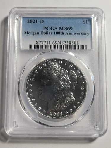 2021-P モルガン ダラー PCGS MS69 100周年記念 Pl プルーフ ライク、非常にきれい。