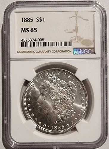 1885年 モルガン銀貨 NGC MS65 90%銀