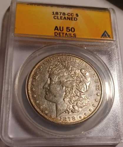 1878-CC モルガン銀貨 ANACS AU 50 詳細 非常に美しいコイン