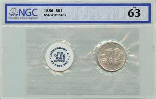 1886年 モルガン・ダラー GSA ソフトパック S$1 NGC MS63