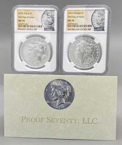 2023年 P ピース＆モーガン シルバーダラーセット NGC MS70 FDOI OGP付き 85,305円