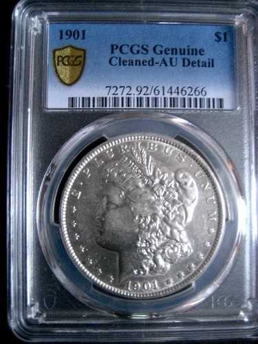 1901-P モルガン・ダラー、PCGS AU 詳細 この希少な日付としては高グレード +++++