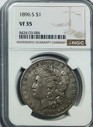 1896年 S モーガン銀貨 NGC VF 35 - 非常に美しい希少コイン