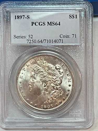 1897-S モルガン銀貨 PCGS MS64 証明書番号 71014071