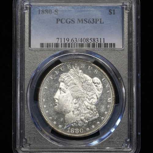 1880年代のモルガン銀貨 MS63PL PCGS チョイス 未流通 BU のようなプルーフ