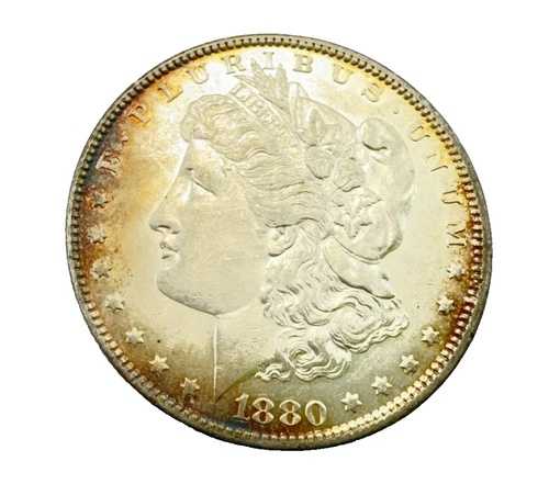 1880-O モルガン シルバー ダラー 1ドル トーンコイン 美しい光沢