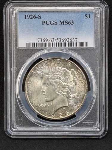 1926-S ピースシルバードル PCGS MS63 MS 63 $1 サンフランシスコ