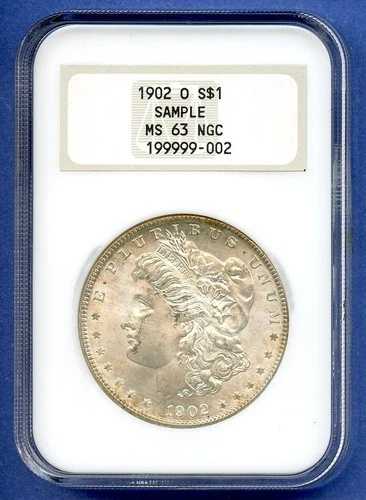 1902 O NGC MS63 モルガン 1ドル 米国造幣局 銀貨 4.0 オールドファッティサンプルスラブ