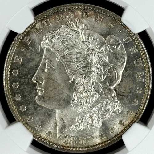 1882-S 1ドル モルガン・ダラー NGC MS65 光沢のある派手な宝石（周辺部はわずかに色調が変化）｜WORLD RESOURCE【QUEEN店】