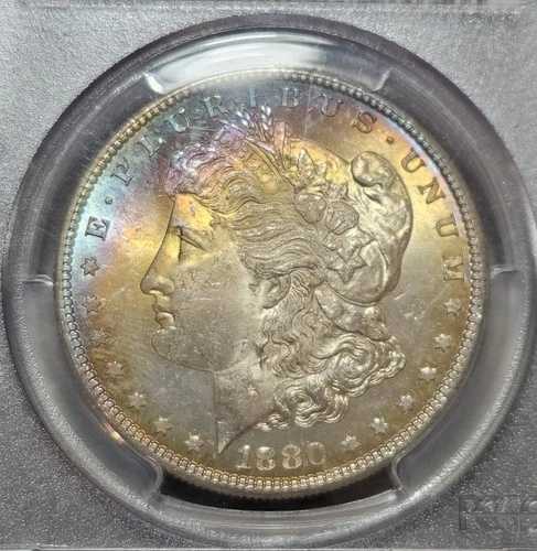 1880-S PCGS MS64+ モルガン銀貨 - 両面トナー - レインボーカラー｜WORLD RESOURCE【QUEEN店】 88,330円