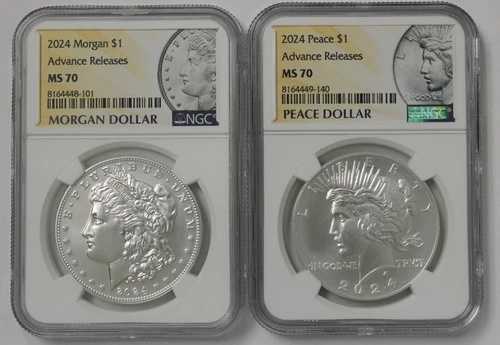 2024年 モルガン＆ピース ドル 2 枚セット NGC MS 70 先行リリース!!｜WORLD RESOURCE【QUEEN店】