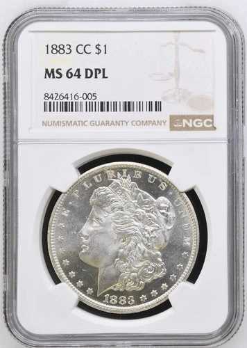 1883年 CC モルガン シルバー ダラー NGC MS-64 DPL ブラストホワイト