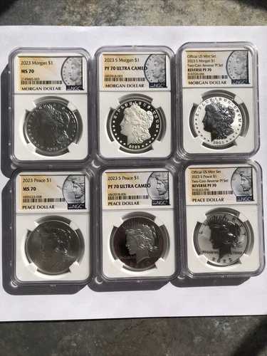 2023年 - MS70 NGC モルガン&ピース 6枚セット コイン全3デザイン!手持ち|WORLD RESOURCE【QUEEN店】