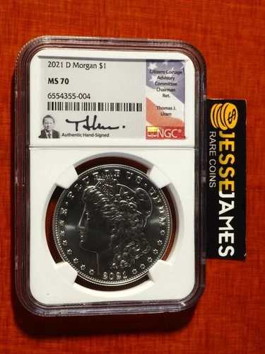 2021 D モルガン シルバー ドル NGC MS70 トーマス・ウラム 直筆サイン入りラベル デンバー|WORLD RESOURCE【QUEEN店】
