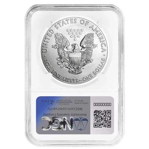2001年 1ドル 1オンス アメリカン シルバー イーグル NGC MS70 メルカンティ フラッグ シグネチャー ラベル｜WORLD RESOURCE【QUEEN店】