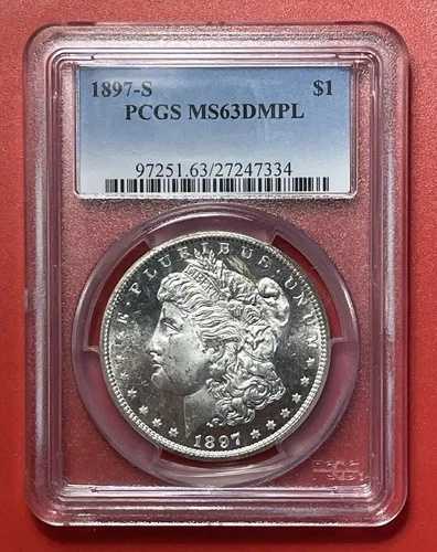 1897 S モーガン シルバー ダラー、PCGS グレード MS63 DMPL、ディープ ミラー プルーフライク。｜WORLD RESOURCE【QUEEN店】