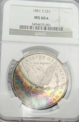 1881年 S モルガン銀貨 レインボービューティー MS66* STAR NGC｜WORLD RESOURCE【QUEEN店】