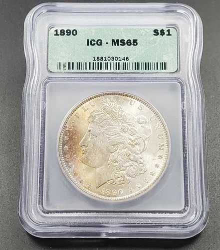 1890年 P モーガン シルバー イーグル ドル コイン ICG MS65 ジェム BU UNC 表面トナー