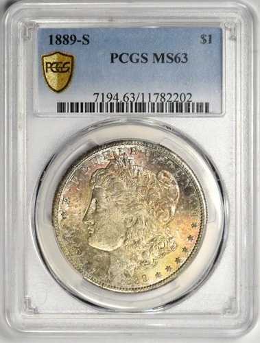 1889-S モルガン・ダラー - PCGS MS63 - イエロートーンのオレンジマゼンタ調！ (Inv#069)