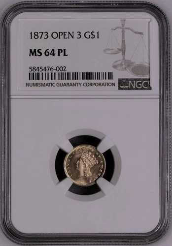 1873 NGC MS64PL $4,500 PCGS P.G. ? NGCインサートにPROOFLIKE ? 金貨 G$1