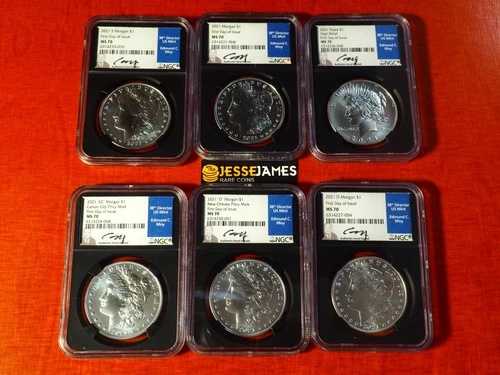 2021年 シルバー モルガン＆ピース ドル NGC MS70 FDI エドマンド・モイ サイン入り フルセット CC D O