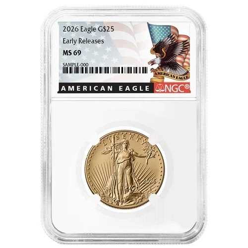 2026年 25ドル 1/2オンス アメリカン ゴールド イーグル NGC MS69 ER ブラックラベル